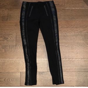 Black leggings with faux leather side panels